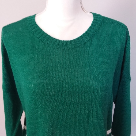 SO Green Knit Sweater with White Stripes. - Picture 3 of 11